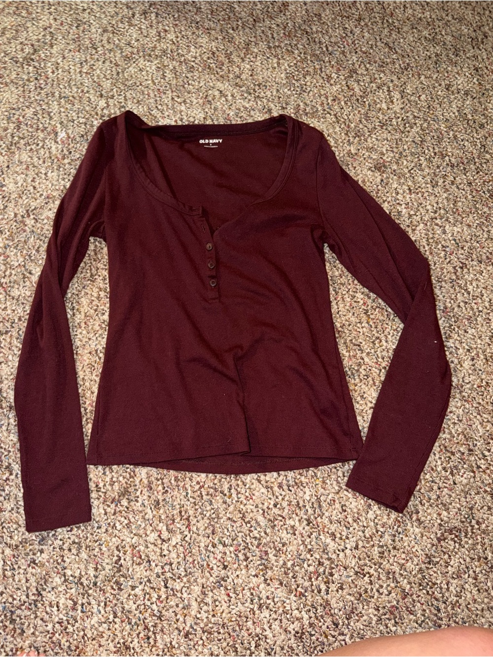 Old Navy Women's Long Sleeve Henley Top - Burgundy